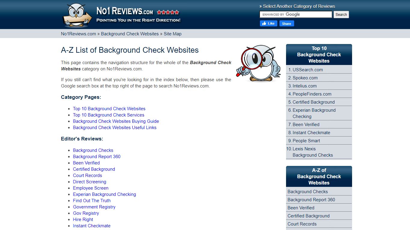 A-Z List of Background Check Websites